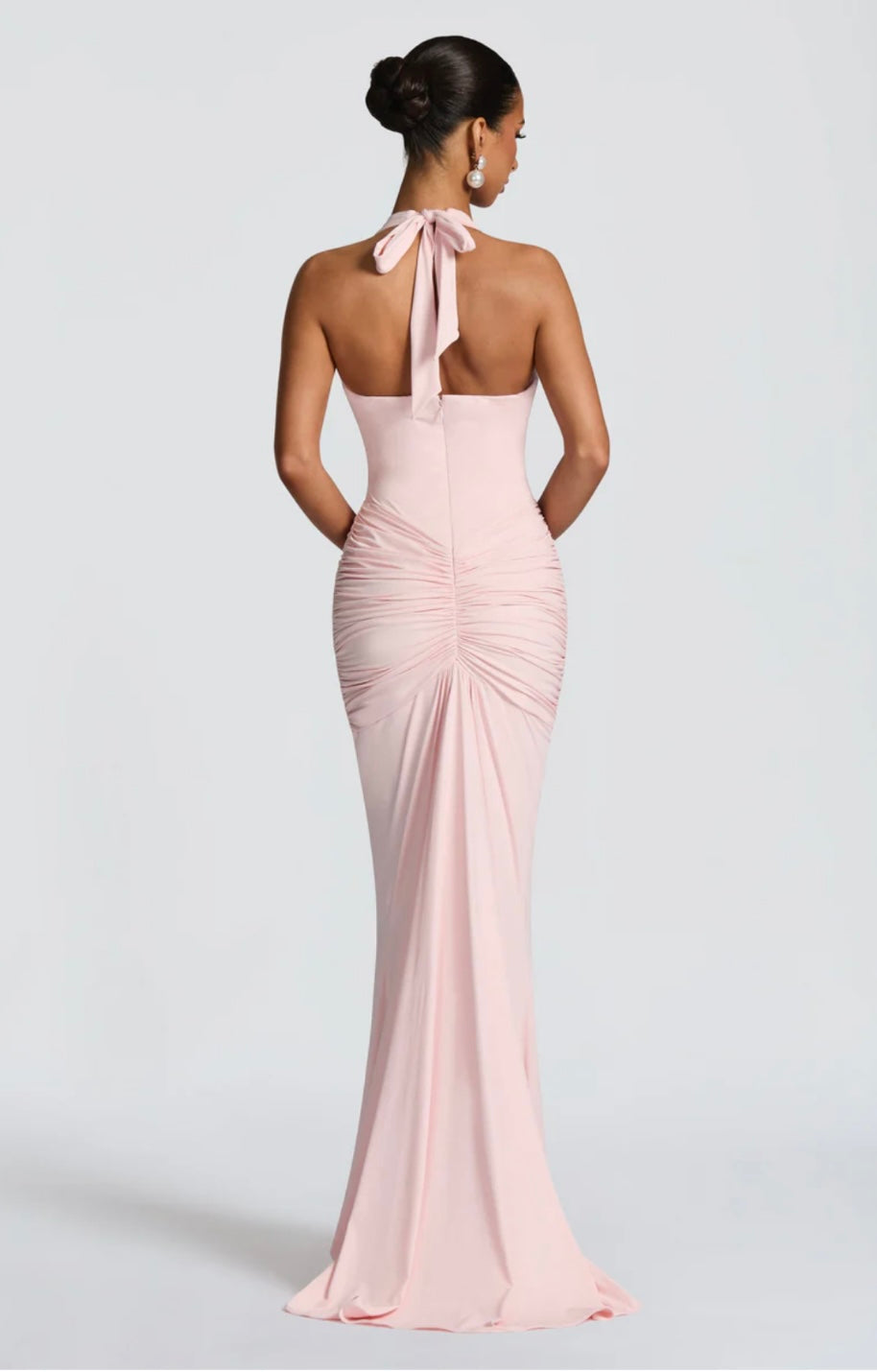 Women's Deep V Halter Neck Maxi Dress Fitted Mermaid Hem