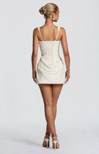 Square Neck Ruched Mini Dress With Straps