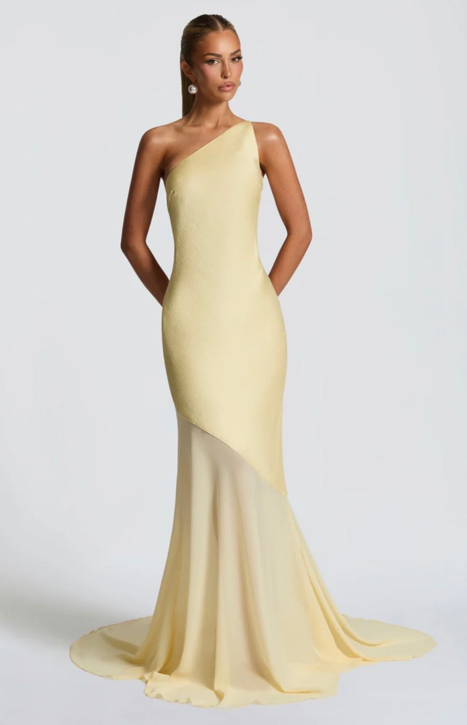 Women's Mermaid Maxi Dress One Shoulder Crisscross Back Detail