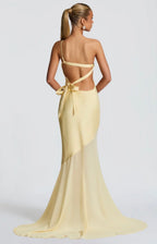 Women's One Shoulder Mermaid Maxi Dress with Cross Back Straps