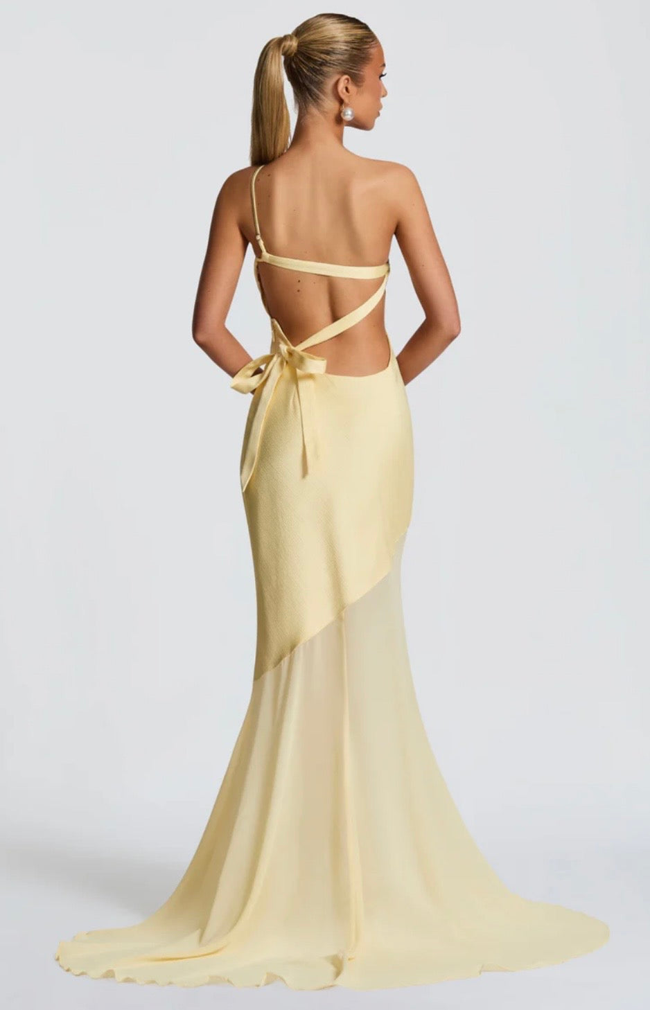 Women's Mermaid Maxi Dress One Shoulder Crisscross Back Detail