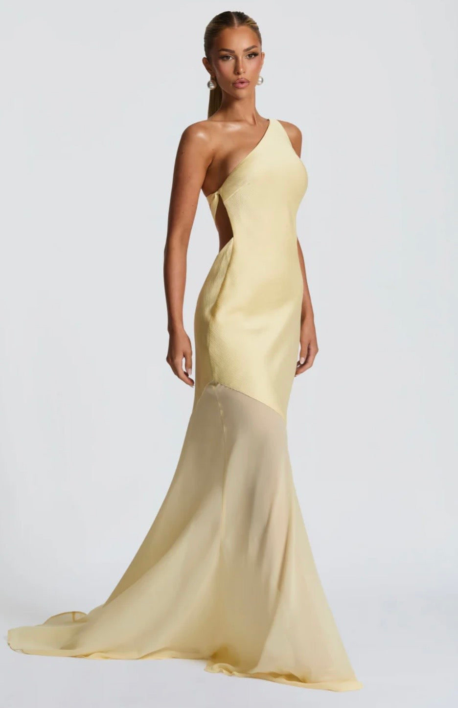 Women's One Shoulder Mermaid Maxi Dress with Cross Back Straps