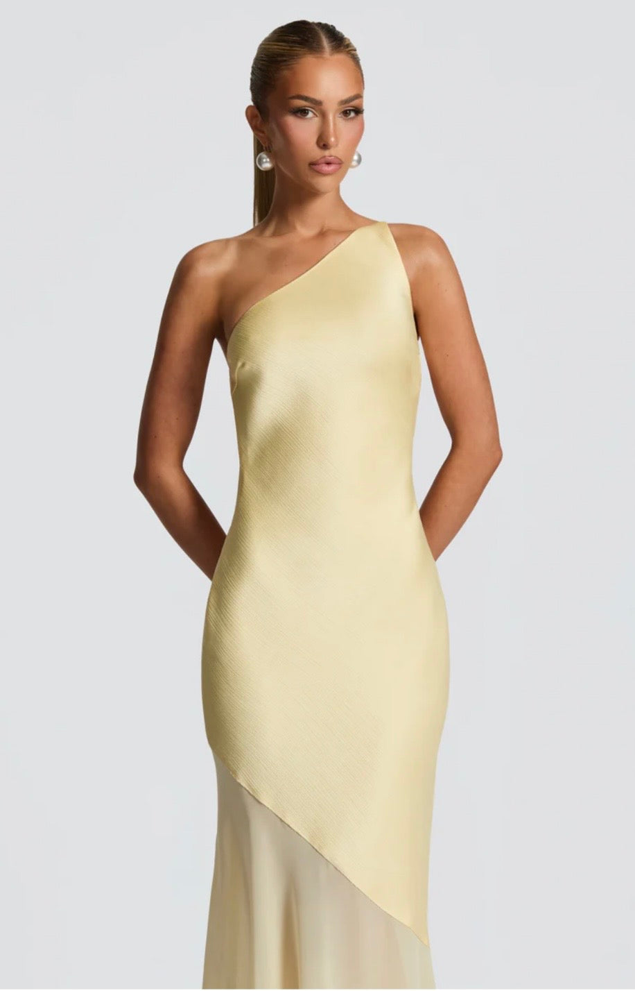 Women's Mermaid Maxi Dress One Shoulder Crisscross Back Detail