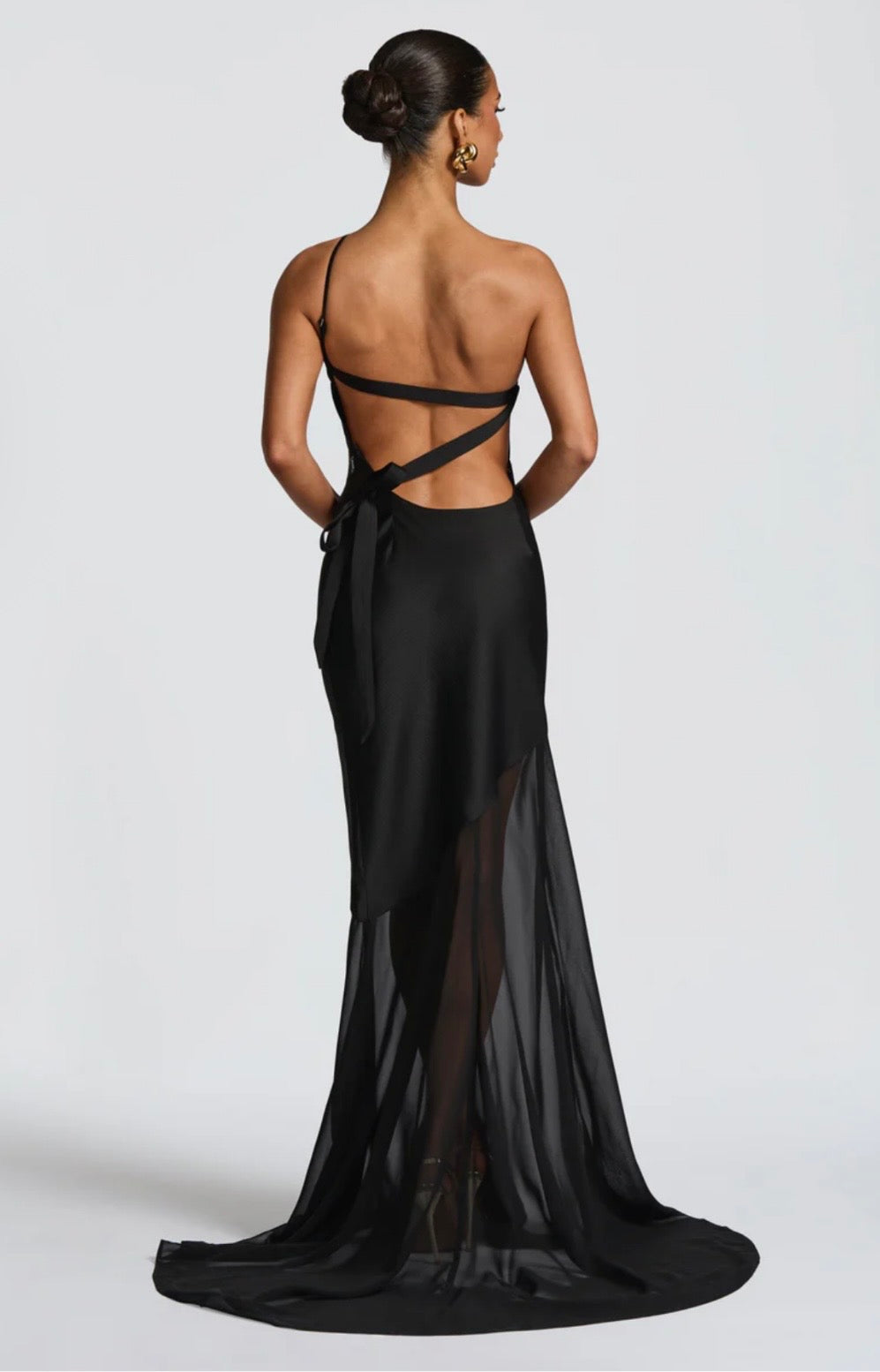 Women's One Shoulder Mermaid Maxi Dress with Cross Back Straps