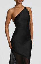 Women's One Shoulder Mermaid Maxi Dress with Cross Back Straps