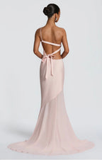 Women's One Shoulder Mermaid Maxi Dress with Cross Back Straps