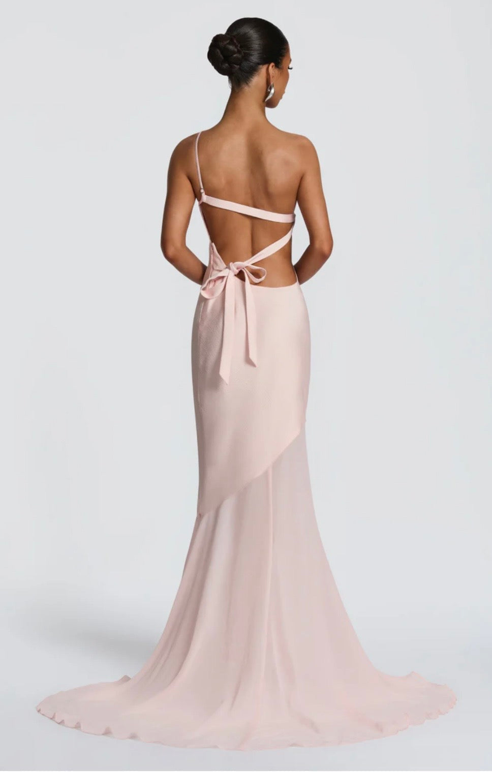 Women's Mermaid Maxi Dress One Shoulder Crisscross Back Detail