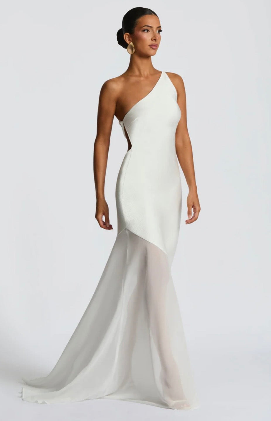 Women's One Shoulder Mermaid Maxi Dress with Cross Back Straps