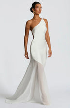 Women's Mermaid Maxi Dress One Shoulder Crisscross Back Detail