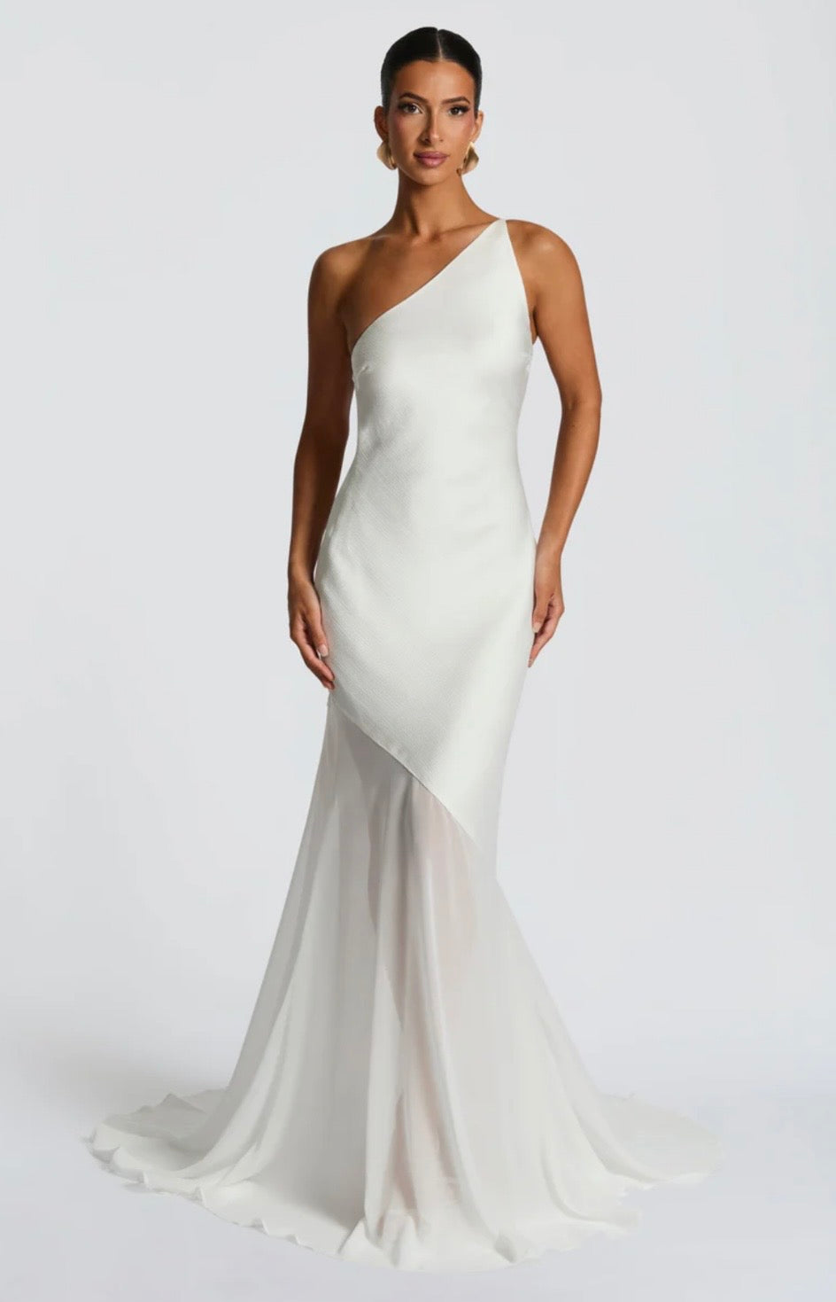 Women's One Shoulder Mermaid Maxi Dress with Cross Back Straps