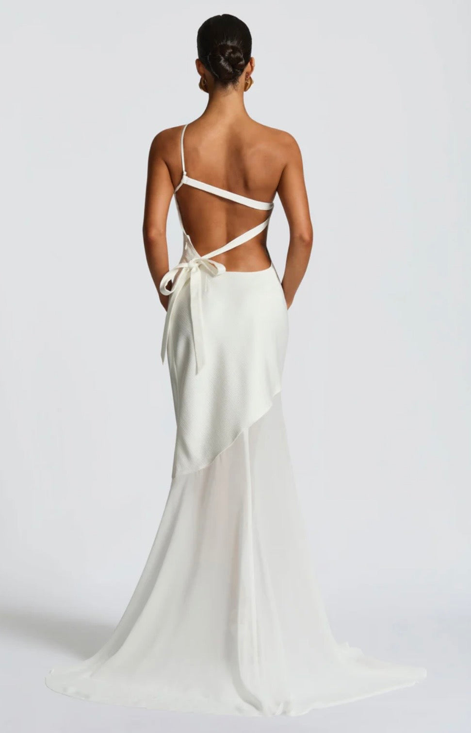 Women's One Shoulder Mermaid Maxi Dress with Cross Back Straps