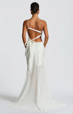 Women's Mermaid Maxi Dress One Shoulder Crisscross Back Detail