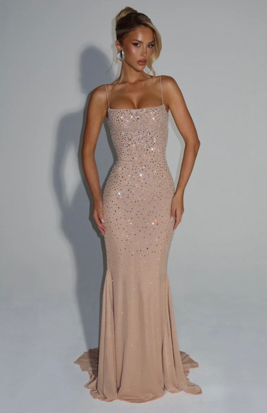 Strapless Rhinestone Maxi Dress Women