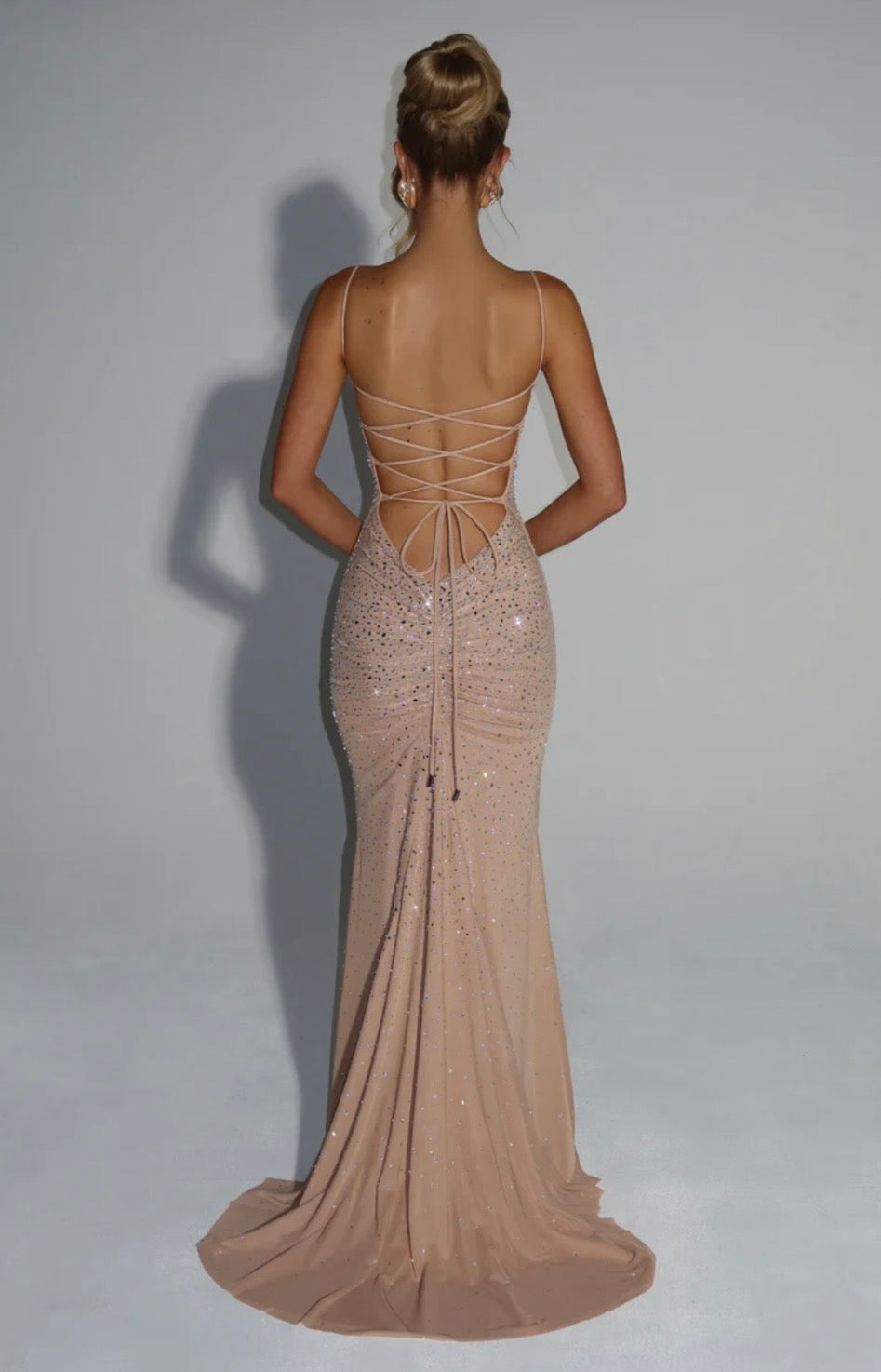 Strapless Rhinestone Maxi Dress Women