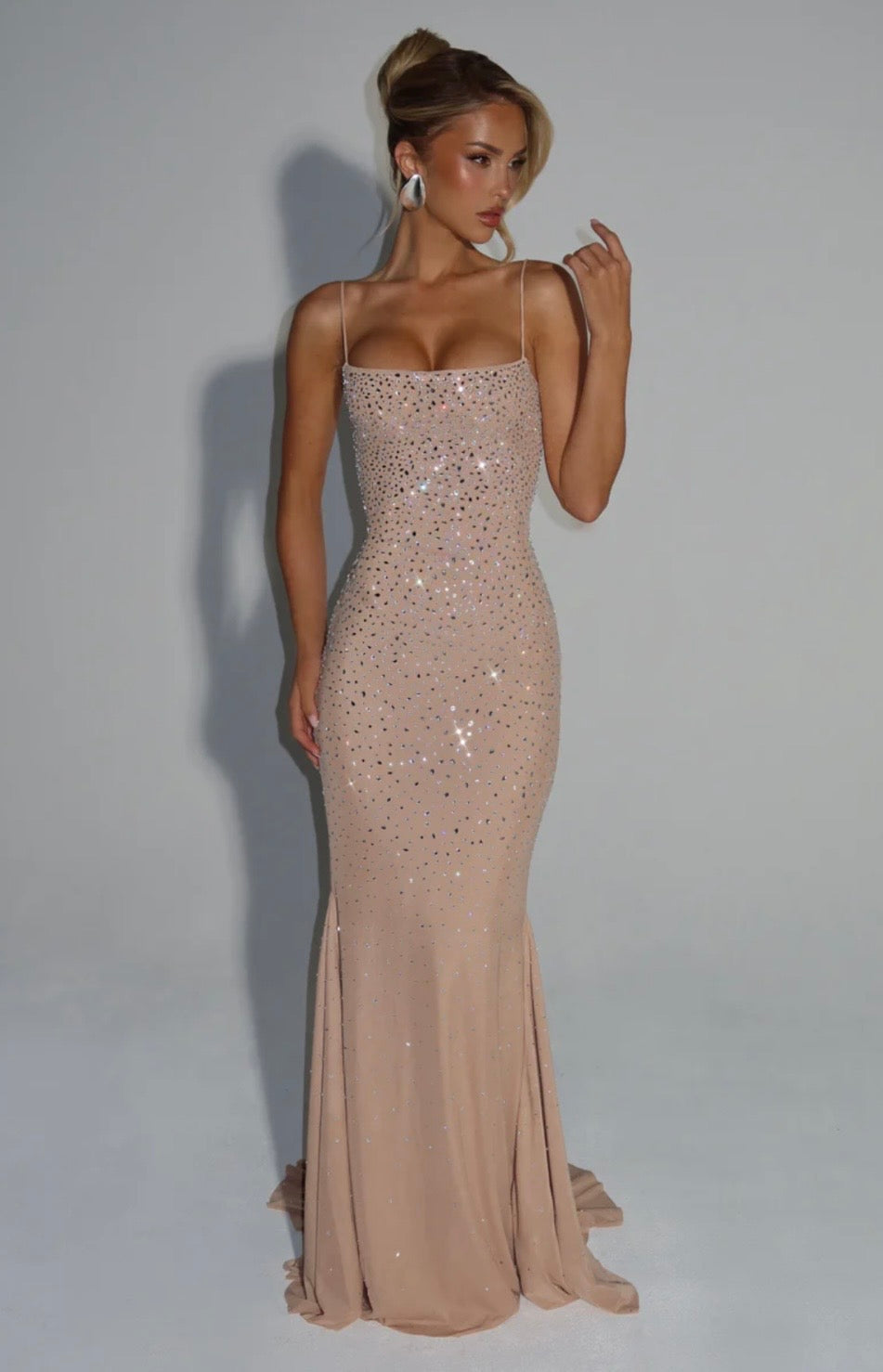 Strapless Rhinestone Maxi Dress Women