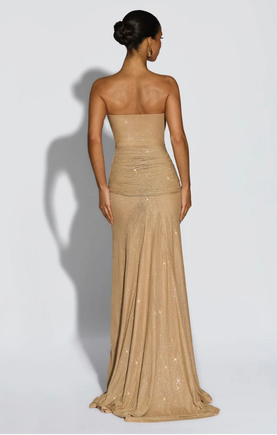 Women's Strapless Sequin Maxi Dress with Matching Neck Scarf Detail