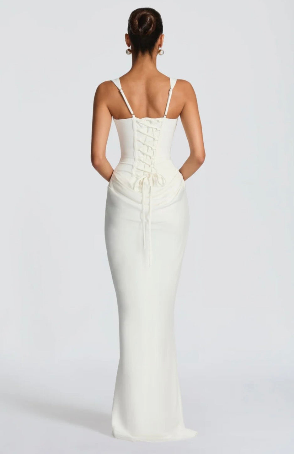 Women's Fitted Maxi Dress Square Neck Corset Style Back Design