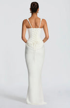 Women's Fitted Maxi Dress Square Neck Corset Style Back Design