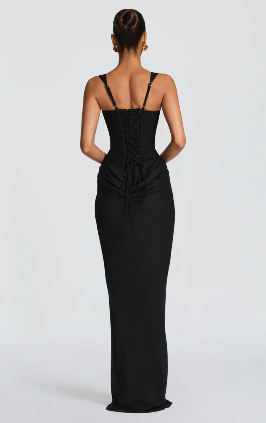 Women's Fitted Maxi Dress Square Neck Corset Style Back Design