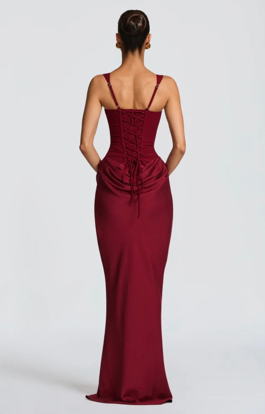 Women's Fitted Maxi Dress Square Neck Corset Style Back Design