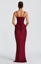 Women's Fitted Maxi Dress Square Neck Corset Style Back Design