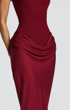 Women's Fitted Maxi Dress Square Neck Corset Style Back Design