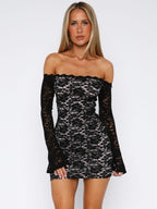 Flare Sleeve Off Shoulder Mini Dress