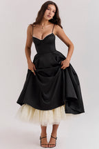 A Line Midi Dress With Sweetheart Neck