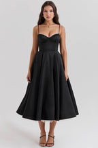 A Line Midi Dress With Sweetheart Neck