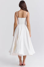 A Line Midi Dress With Sweetheart Neck