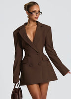 Structured Blazer Mini Dress With Lapel Collar