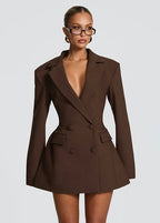 Structured Blazer Mini Dress With Lapel Collar
