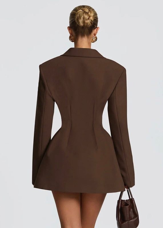 Structured Blazer Mini Dress With Lapel Collar