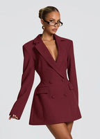 Structured Blazer Mini Dress With Lapel Collar