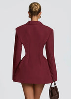 Structured Blazer Mini Dress With Lapel Collar