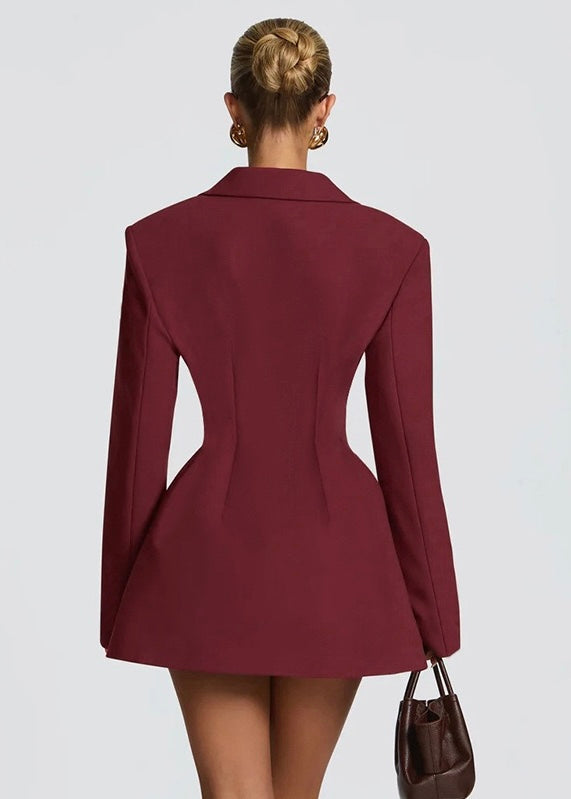 Structured Blazer Mini Dress With Lapel Collar