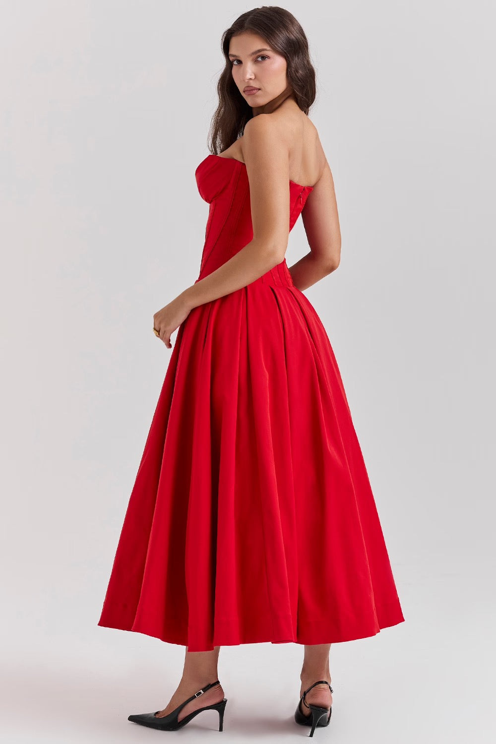Sweetheart Neck Fit and Flare Dress