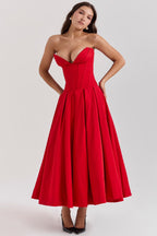 Sweetheart Neck Fit and Flare Dress