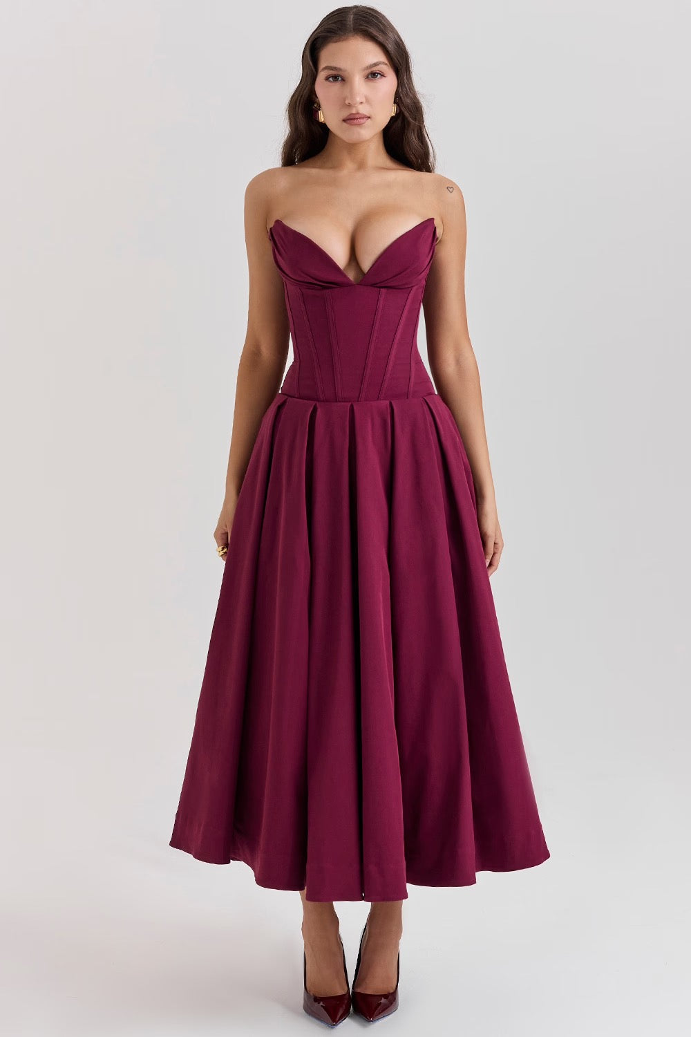 Sweetheart Neck Fit and Flare Dress