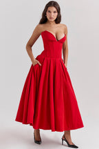 Sweetheart Neck Fit and Flare Dress