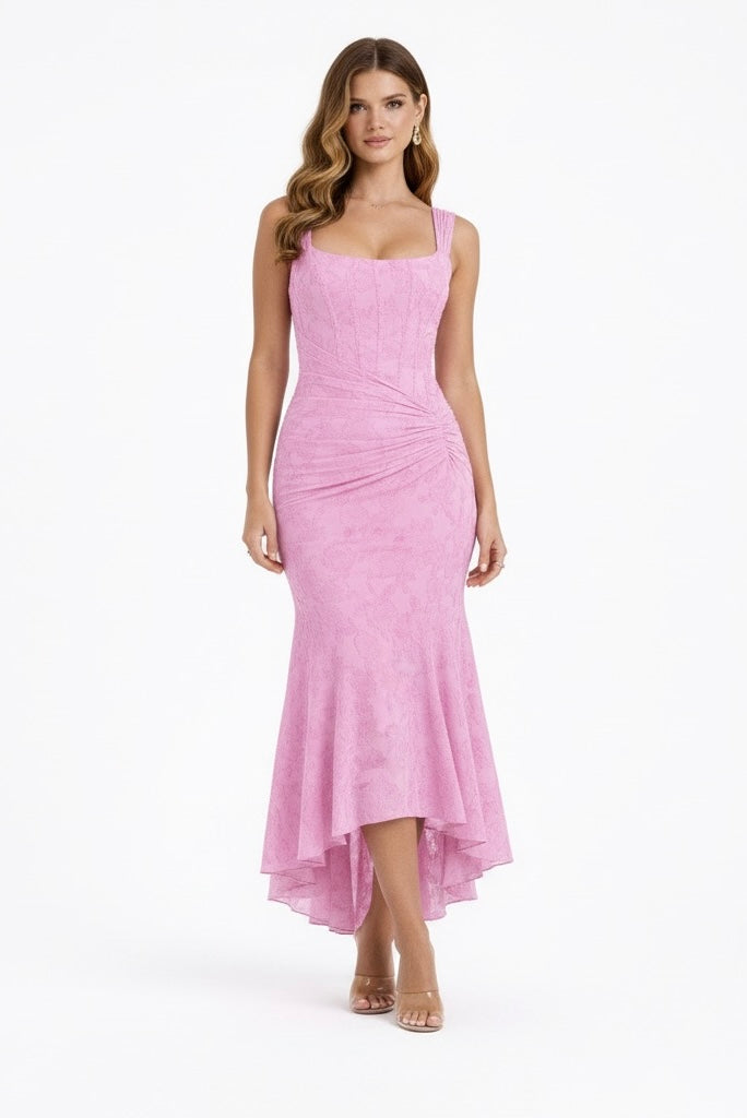 Women's Mermaid Midi Dress With Ruched Detail