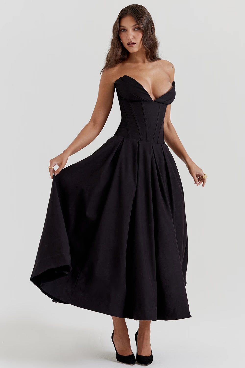 Sweetheart Neck Fit and Flare Dress
