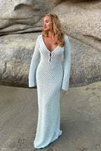 Long Sleeve Crochet Knit Maxi Dress Women