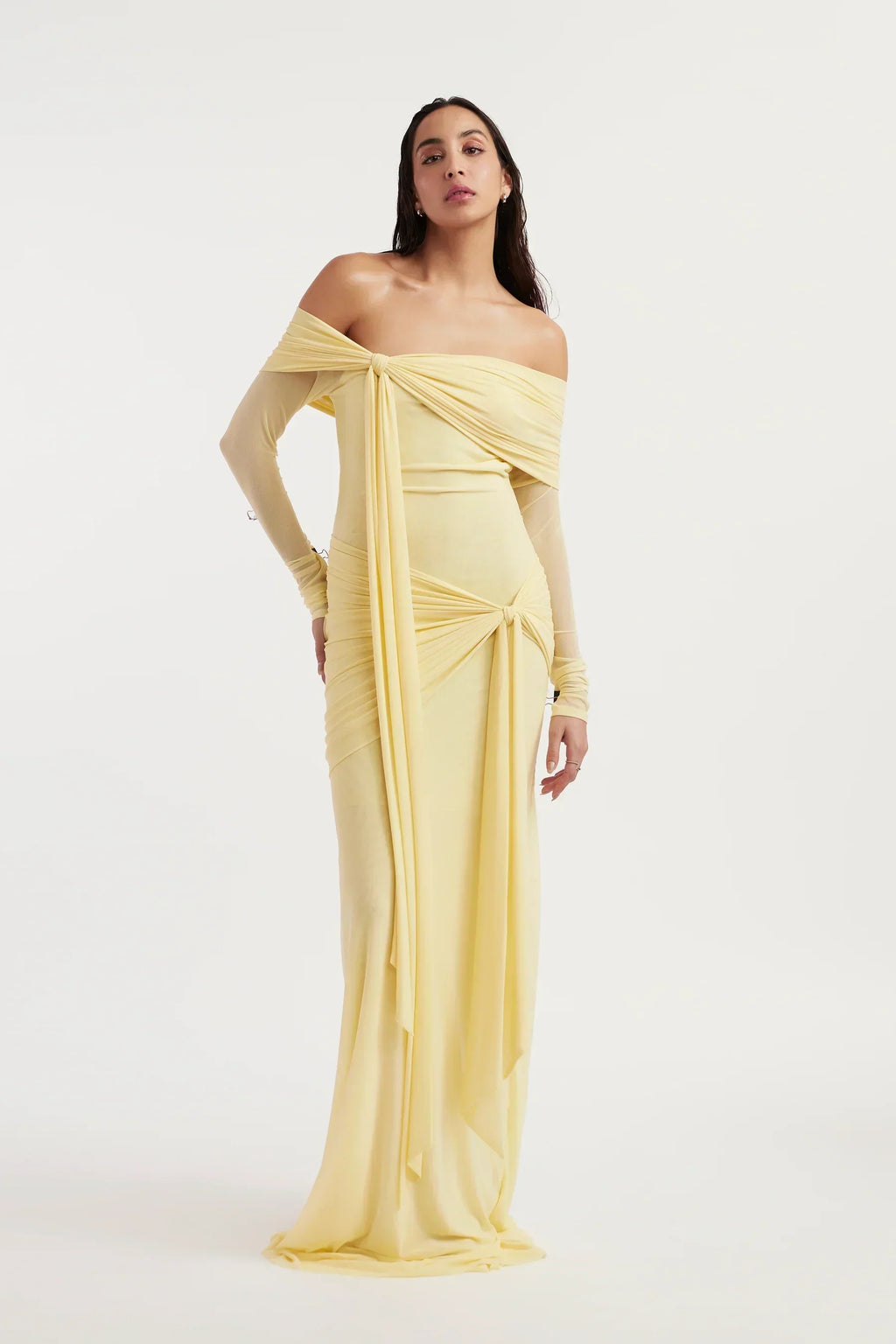 Women's Long Sleeve Off Shoulder Maxi Dress Fitted Silhouette