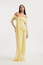 Women's Long Sleeve Off Shoulder Maxi Dress Fitted Silhouette