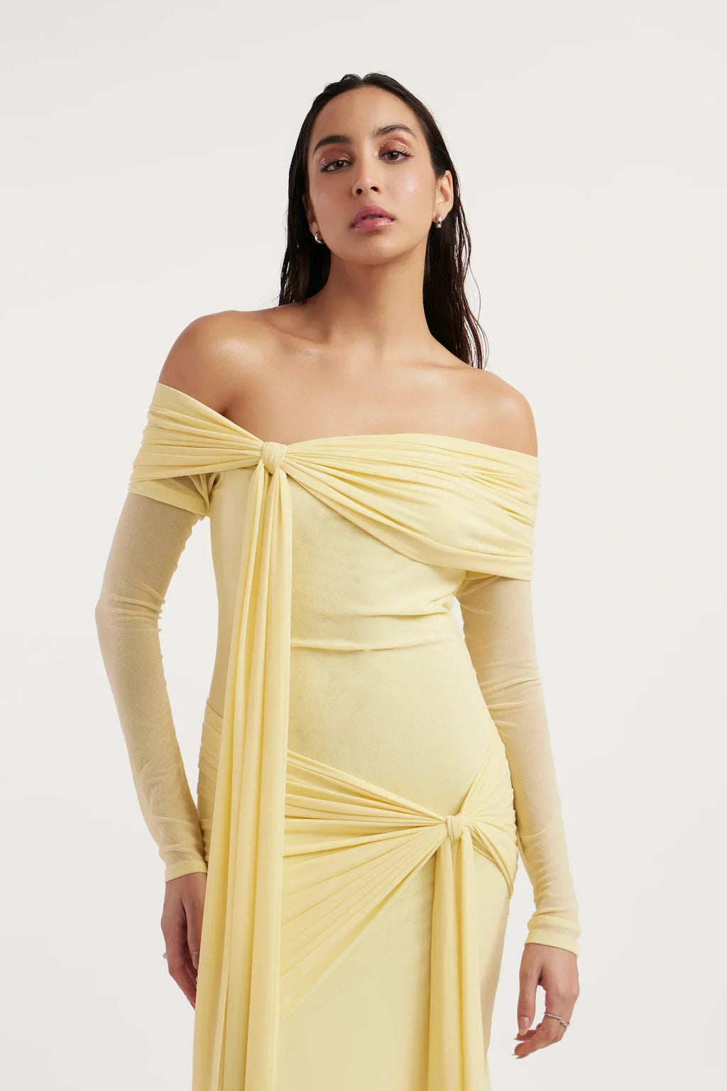 Women's Long Sleeve Off Shoulder Maxi Dress Fitted Silhouette