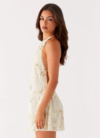 Floral Embellished Halter Mini Dress