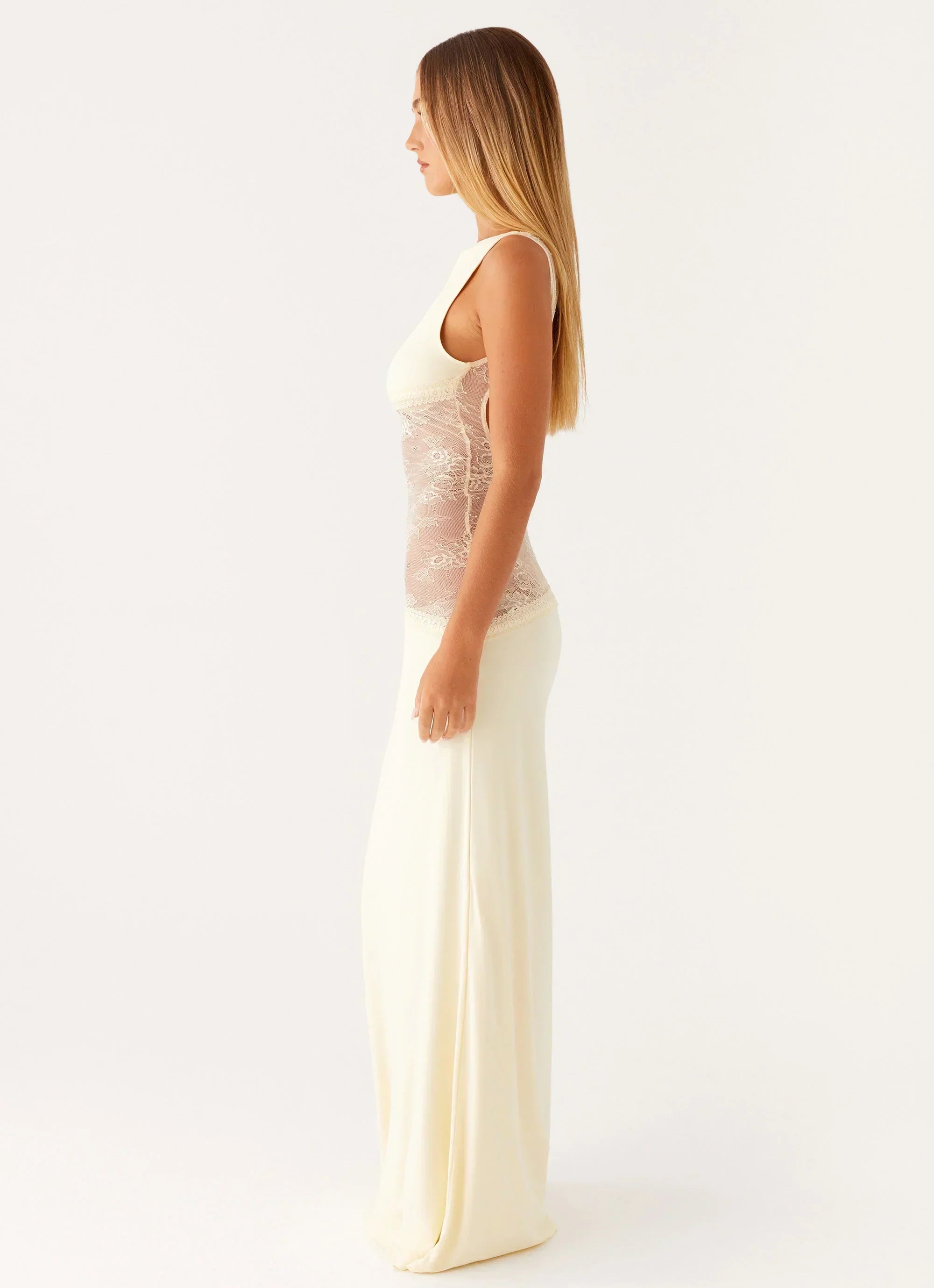 Lace Waist Sleeveless Maxi Dress