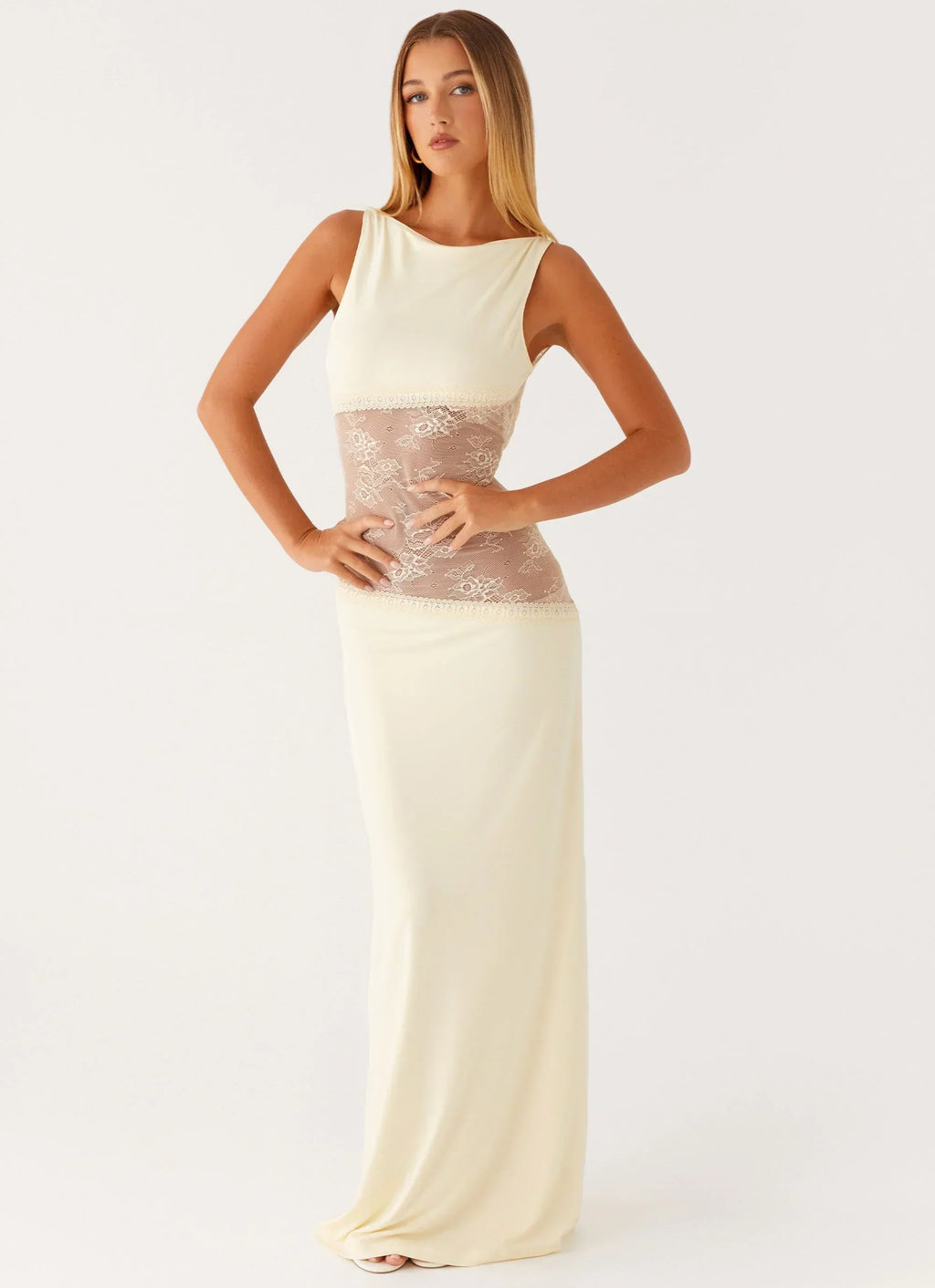 Lace Waist Sleeveless Maxi Dress