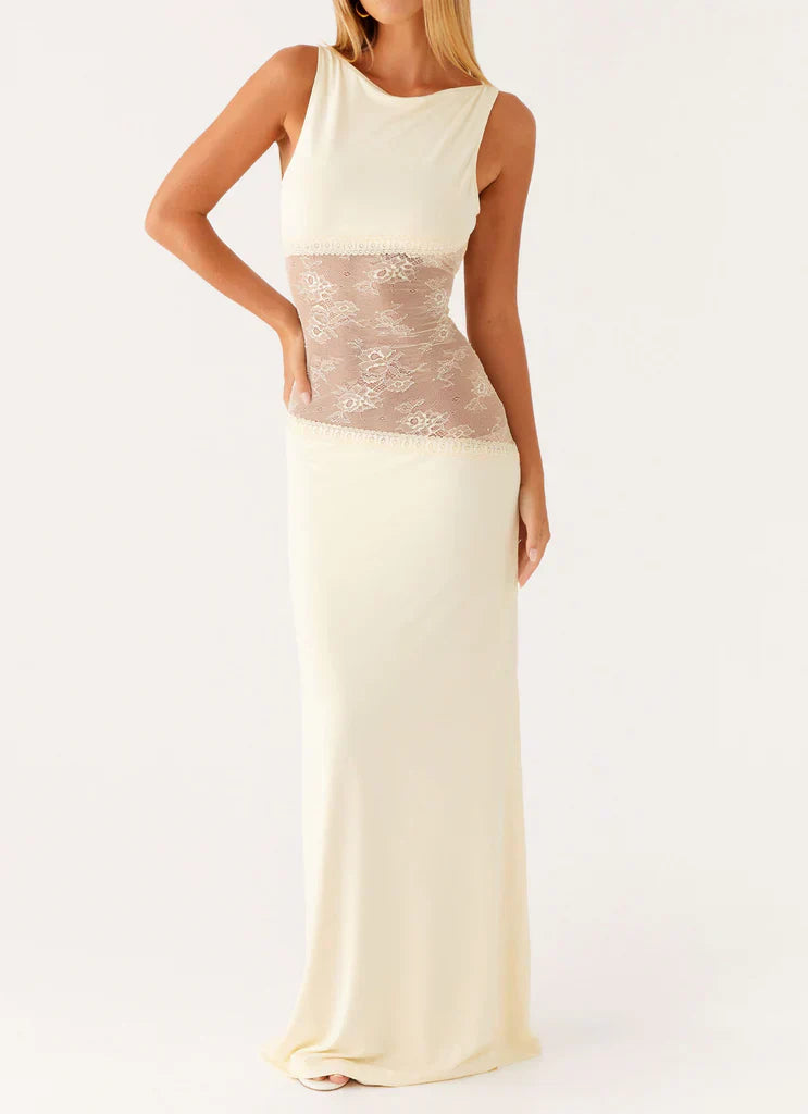 Lace Waist Sleeveless Maxi Dress